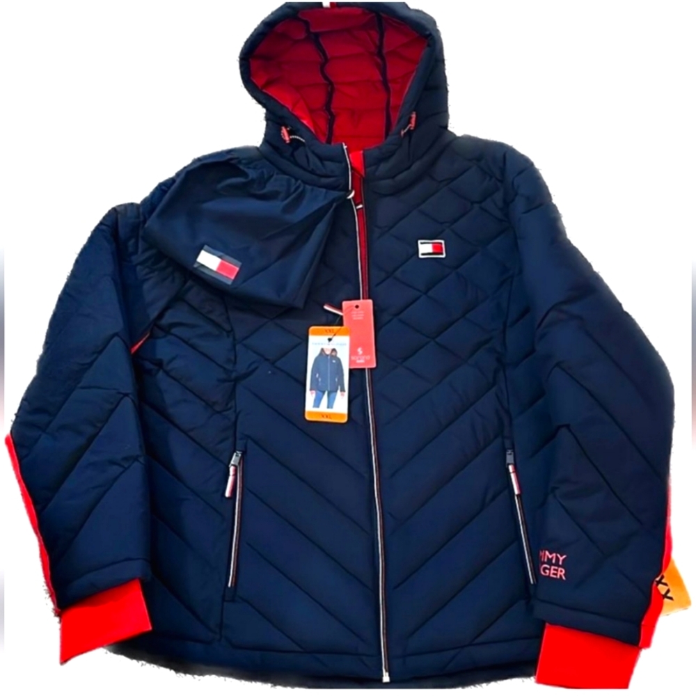 New w tags Tommy Hilfiger Navy and Red Puffer Jacket